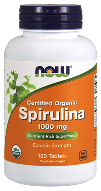 Picture of NOW Certified Organic Spirulina, 1000 mg, 120 tabs