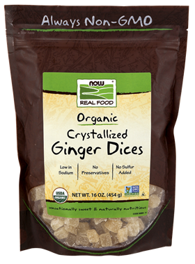 Picture of NOW Organic Crystallized Ginger Dices, 16 oz