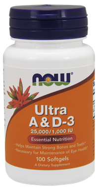 Picture of NOW Ultra A & D3, 25,000/1,000 IU, 100 softgels