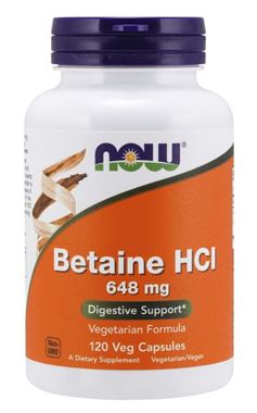 Picture of NOW Betaine HCl, 648 mg, 120 vcaps