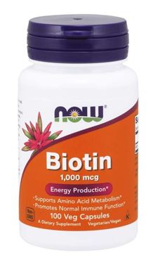 Picture of NOW Biotin, 1,000 mcg, 100 vcaps
