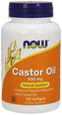 Picture of NOW Castor Oil, 650 mg, 120 softgels