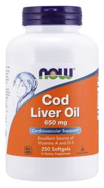 Picture of NOW Cod Liver Oil, 650 mg, 250 softgels