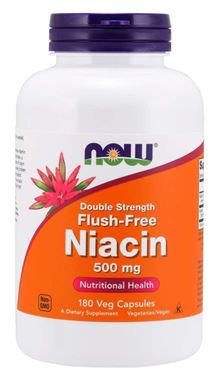 Picture of NOW Double Strength Flush-Free Niacin, 500 mg, 180 vcaps