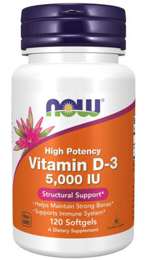 Picture of Now High Potency Vitamin D3 5,000 IU, 120 softgels