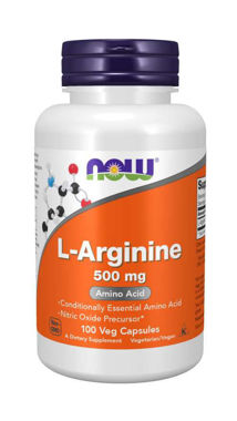 Picture of NOW L-Arginine, 500 mg, 100 vcaps