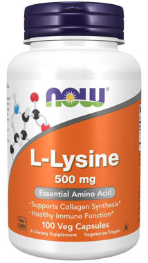 Picture of NOW L-Lysine, 500 mg, 100 vcaps