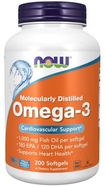 Picture of NOW Molecularly Distilled Omega-3,  200 softgels