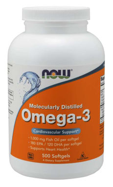 Picture of NOW Molecularly Distilled Omega-3, 500 softgels
