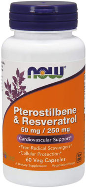 Picture of NOW Pterostilbene & Resveratrol, 60 vcaps