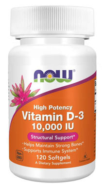 Picture of NOW High Potency Vitamin D3 10,000 IU, 120 softgels