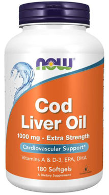 Picture of NOW Cod Liver Oil, 1000 mg, Extra Strength, 180 softgels