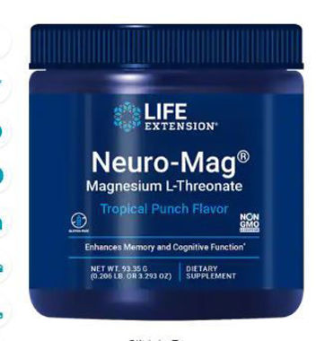 Picture of Life Extension Neuro-Mag Magnesium L-Threonate, Tropical Punch, 93.35 g powder