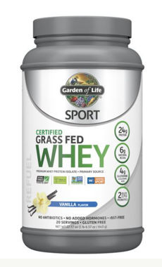 Picture of Garden of Life Sport Certified Grass Fed Whey, Vanilla, 22.57 oz powder